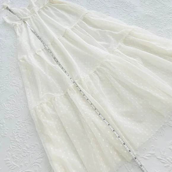 NWOT Lulus Cruise to Catalina Ivory Swiss Dot Sheer Maxi Swim Cover-Up Small - Picture 14 of 14